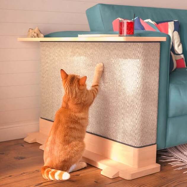 Corner End Table with Cat Scratch Panel