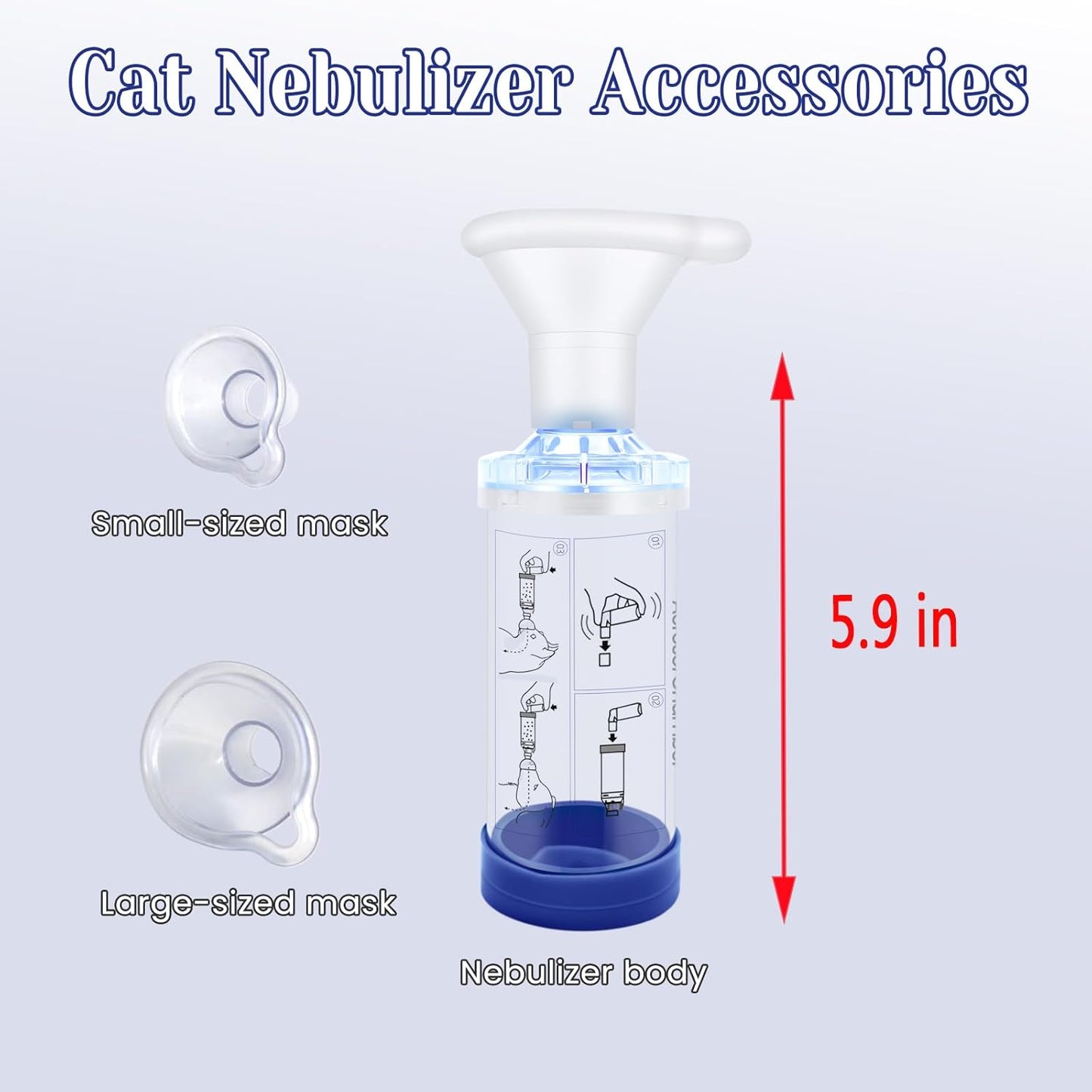 Cat Inhaler Spacer with 2 Silicone Masks - Portable Nebulizer for Feline Breathing Problems - Drug Delivery Solution for Cats - Effective Cat Inhaler & Nebulizer (Blue)
