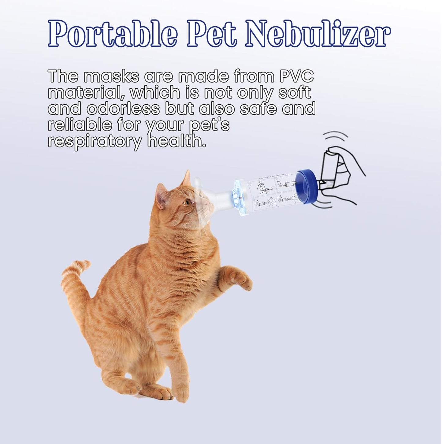Cat Inhaler Spacer with 2 Silicone Masks - Portable Nebulizer for Feline Breathing Problems - Drug Delivery Solution for Cats - Effective Cat Inhaler & Nebulizer (Blue)
