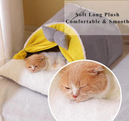 Cozy Bow-Tent Cat Bed