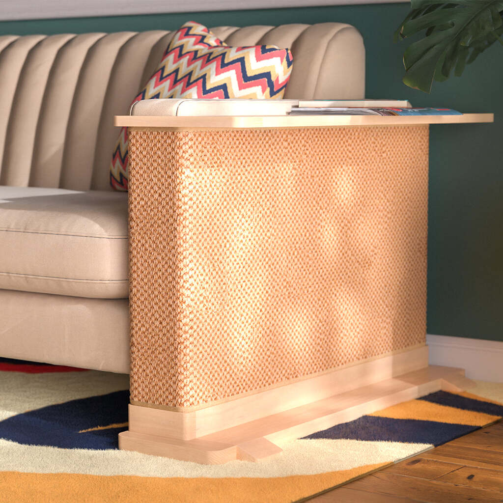 Corner End Table with Cat Scratch Panel