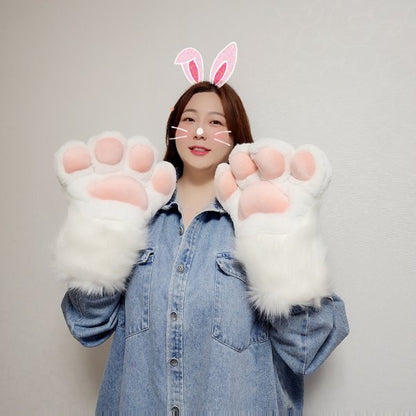 Cute Cat Paw Gloves for Cosplay, Plush Animal Paw Winter Gloves