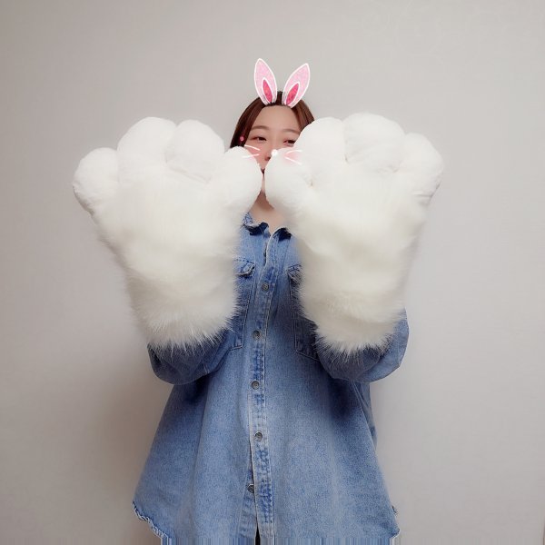 Cute Cat Paw Gloves for Cosplay, Plush Animal Paw Winter Gloves