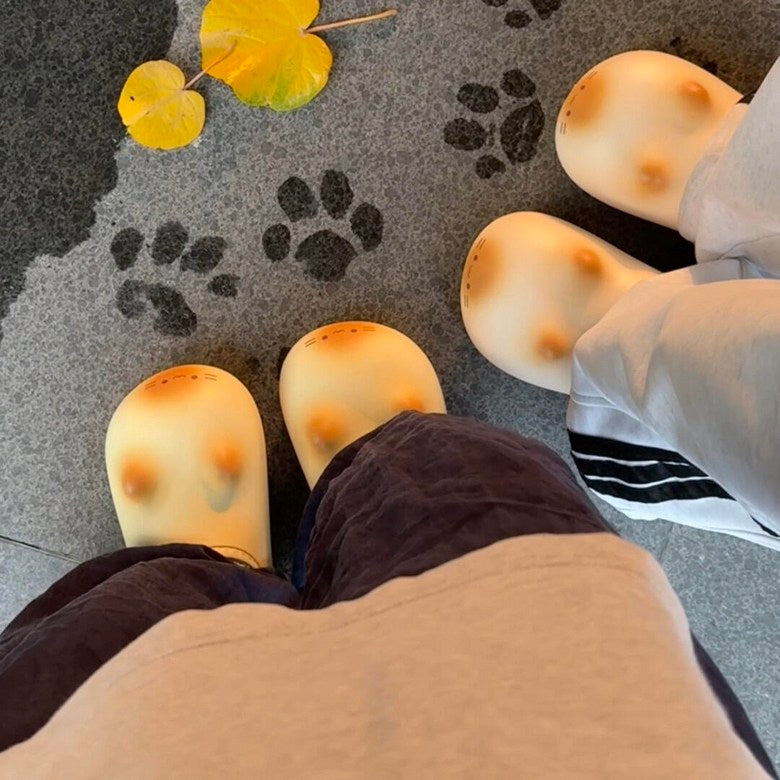 Cute cat paw print cotton slippers
