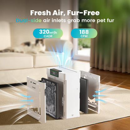 Dual-Side Inlet Air Purifier for Pet Homes