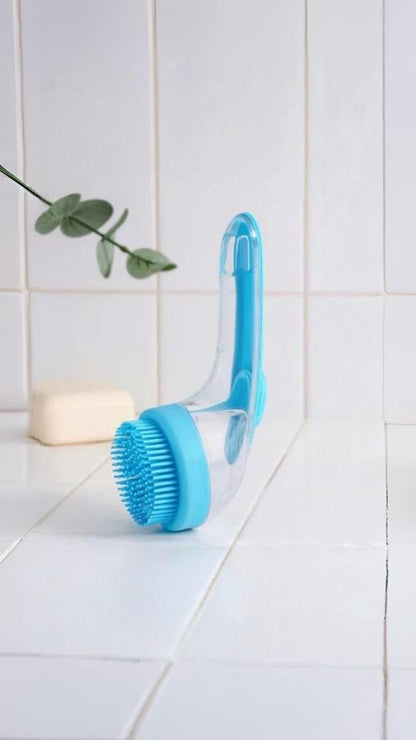 Dog Bath Brush | Silicone Grooming Brush with Long Handle & Soap Dispenser