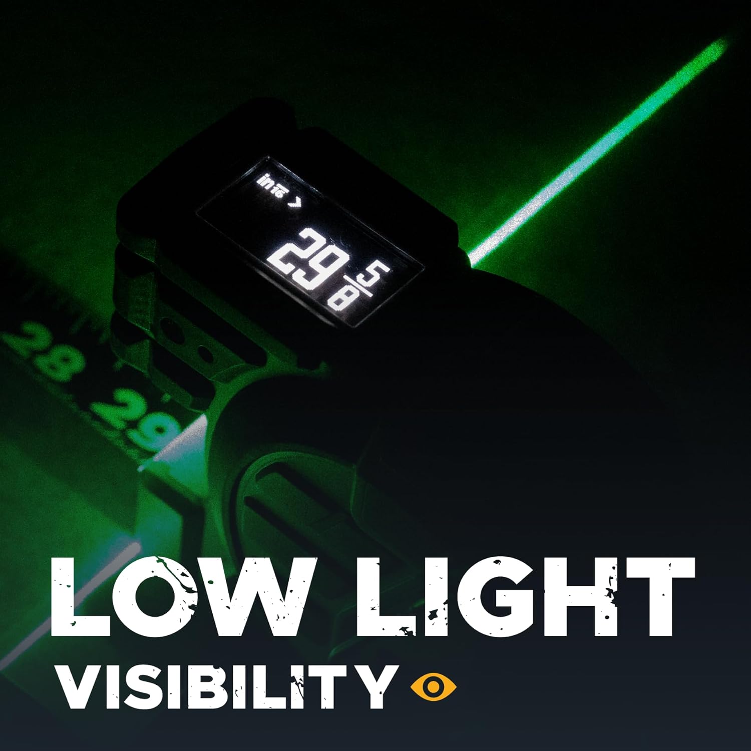 REEKON T1 Tomahawk Digital Tape Measure - Professional Accurate Measuring Tool, Green Laser, E-Paper Measuring List, Measurements Shared Over Bluetooth, Replaceable Blades