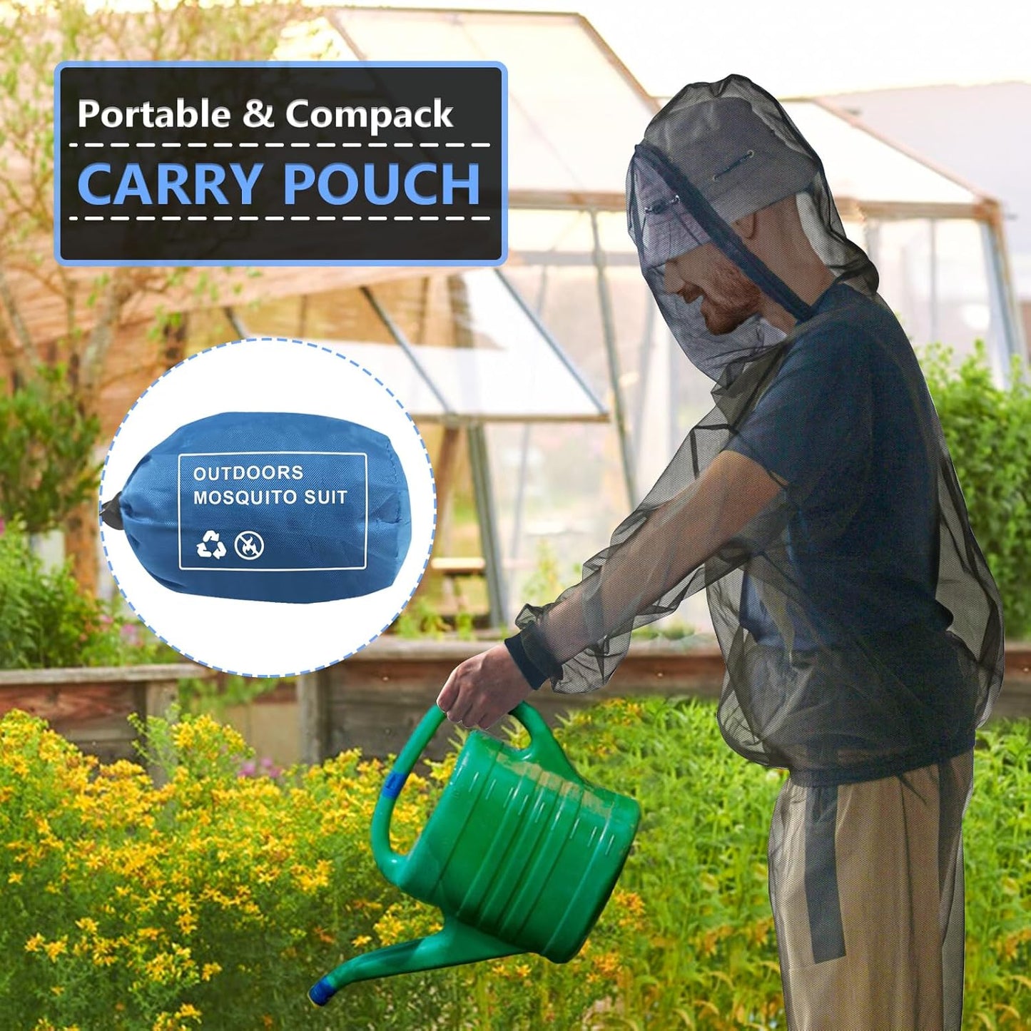Mosquito Suit - Net Pants & Jacket with Hood - Mesh Bug Suit for Outdoor Protection from Flies, Gnats, No-See-Ums & Midges - Mosquito Clothing for Men & Women with Carrybag, XL Size