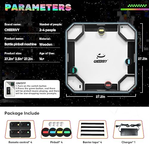 Cheerivy Hyperlaps.10 – 4-Player Arcade Table Game with Scoring System for Home & Family Fun