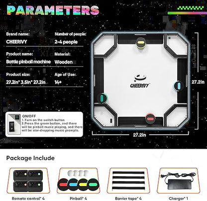 Cheerivy Hyperlaps.10 – 4-Player Arcade Table Game with Scoring System for Home & Family Fun