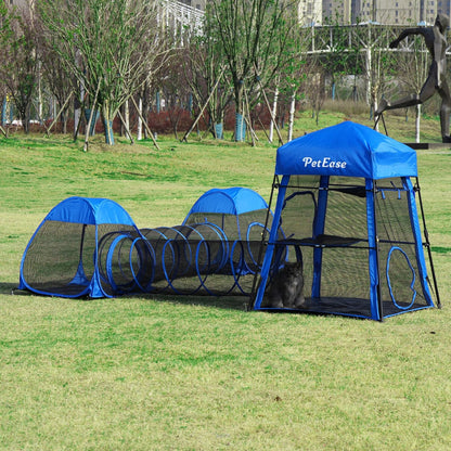 Cat Enclosures, 3-in-1 Cat Tower Tent with Tunnel/Pop Up Cube,Climbing Cage Outdoor Catio Portable Playpen Play Tents for Cats Kitten and Small Animals