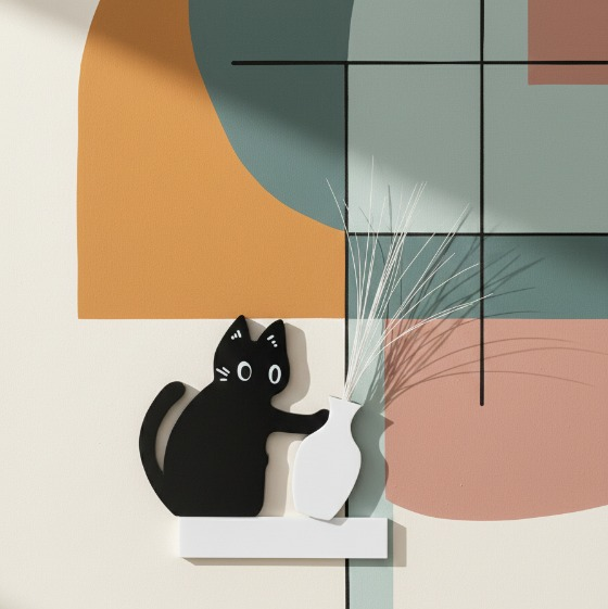 Kitten Pushing Vase – Magnetic Desk Decor