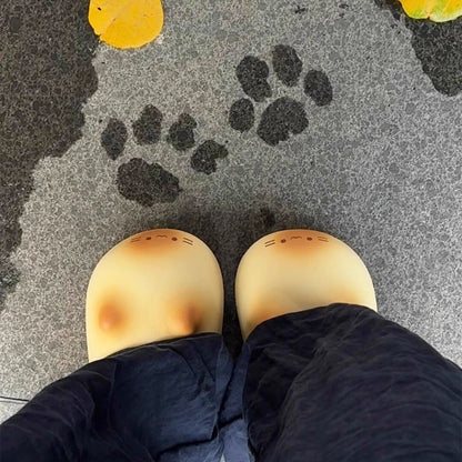 Cute cat paw print cotton slippers