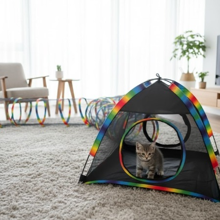 Portable Cat Play Tent and Tunnel Set